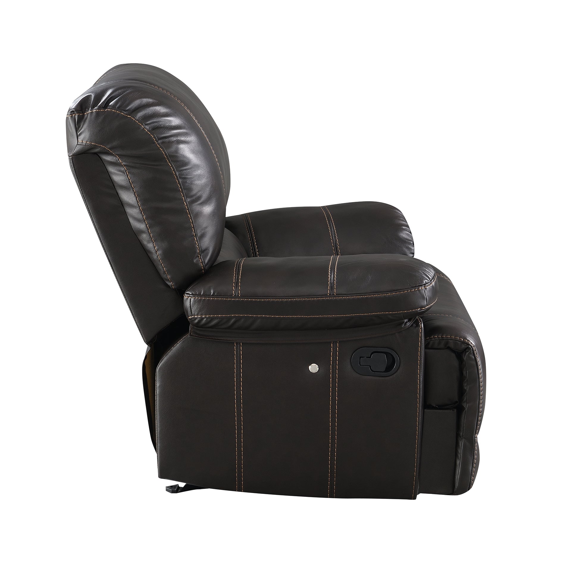 Recliner Chair Sofa Manual Reclining Home Seating Seats Movie Theater Chairs, Brown Brown Foam Faux Leather