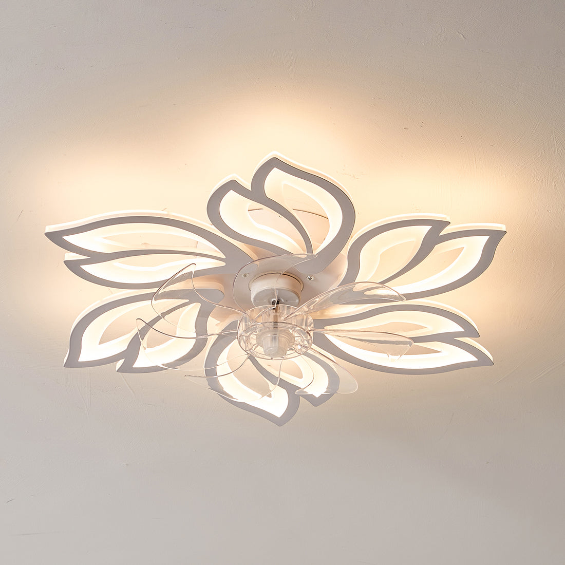 25.5In Ceiling Fan With Lights, Remote Control 3 Color Temperatures,6 Gear Wind Speed Fan Light White Modern Acrylic