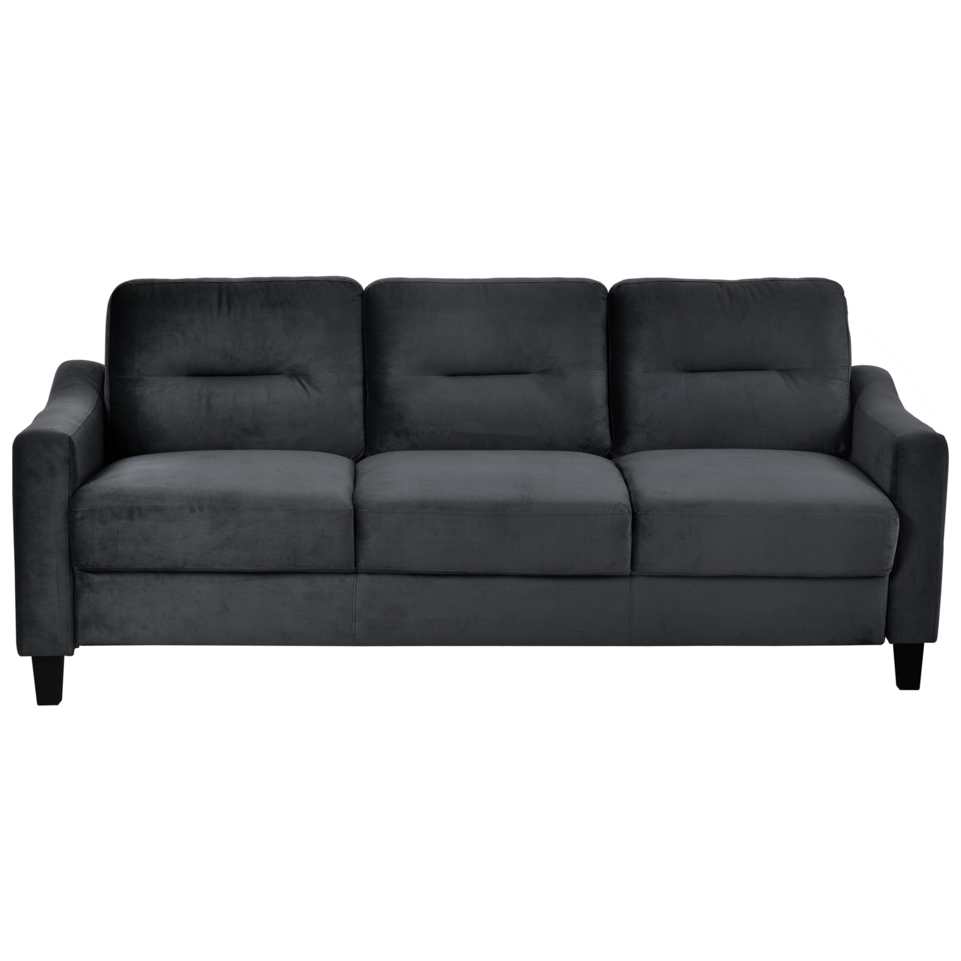 Couch Comfortable Sectional Couches And Sofas For Living Room Bedroom Office Small Space Black Wood Primary Living Space Soft Rubberwood Velvet 3 Seat