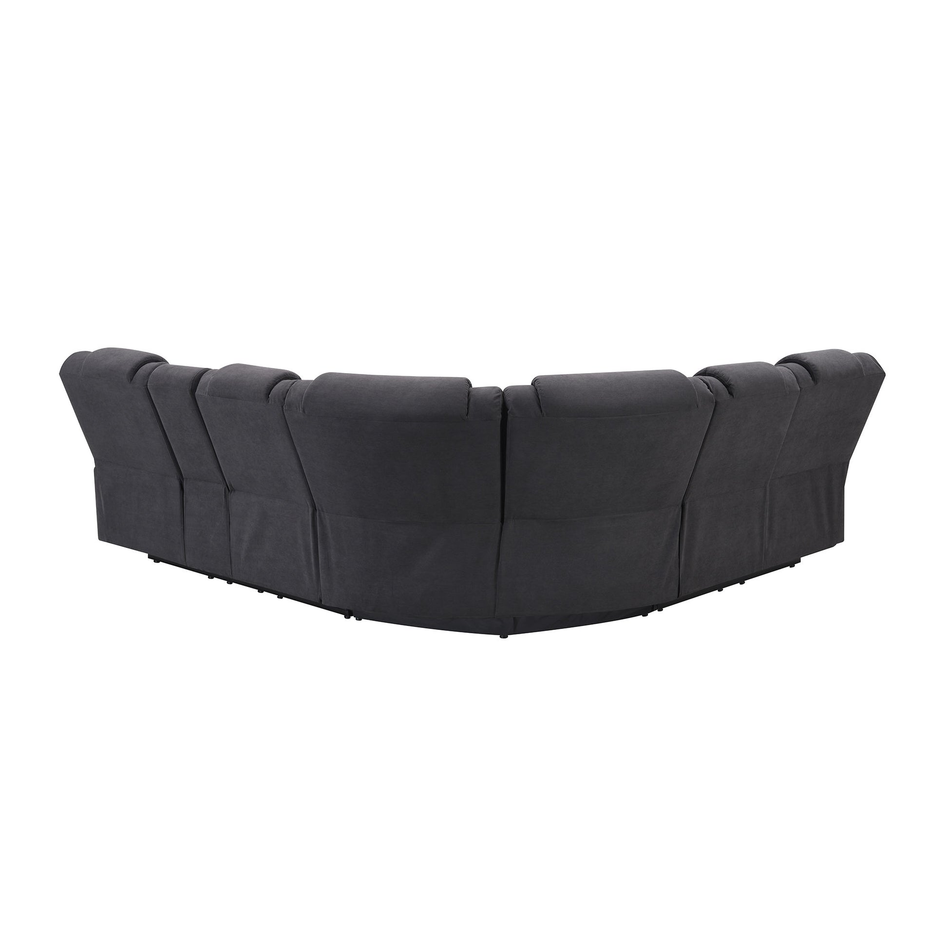 94.4" Home Theater Seating Modern Manual Recliner Sofa Chairs With Storage Box And Two Cup Holders For Living Room, Black Grey Black Grey Foam Velvet 5 Seat