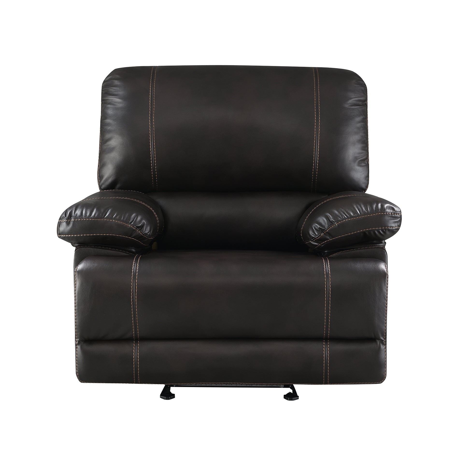 Recliner Chair Sofa Manual Reclining Home Seating Seats Movie Theater Chairs, Brown Brown Foam Faux Leather