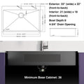 33Inch Topmount 18Gauge Stainless Steel Kitchen Sink With Black Spring Neck Faucet Gunmetal Black Stainless Steel