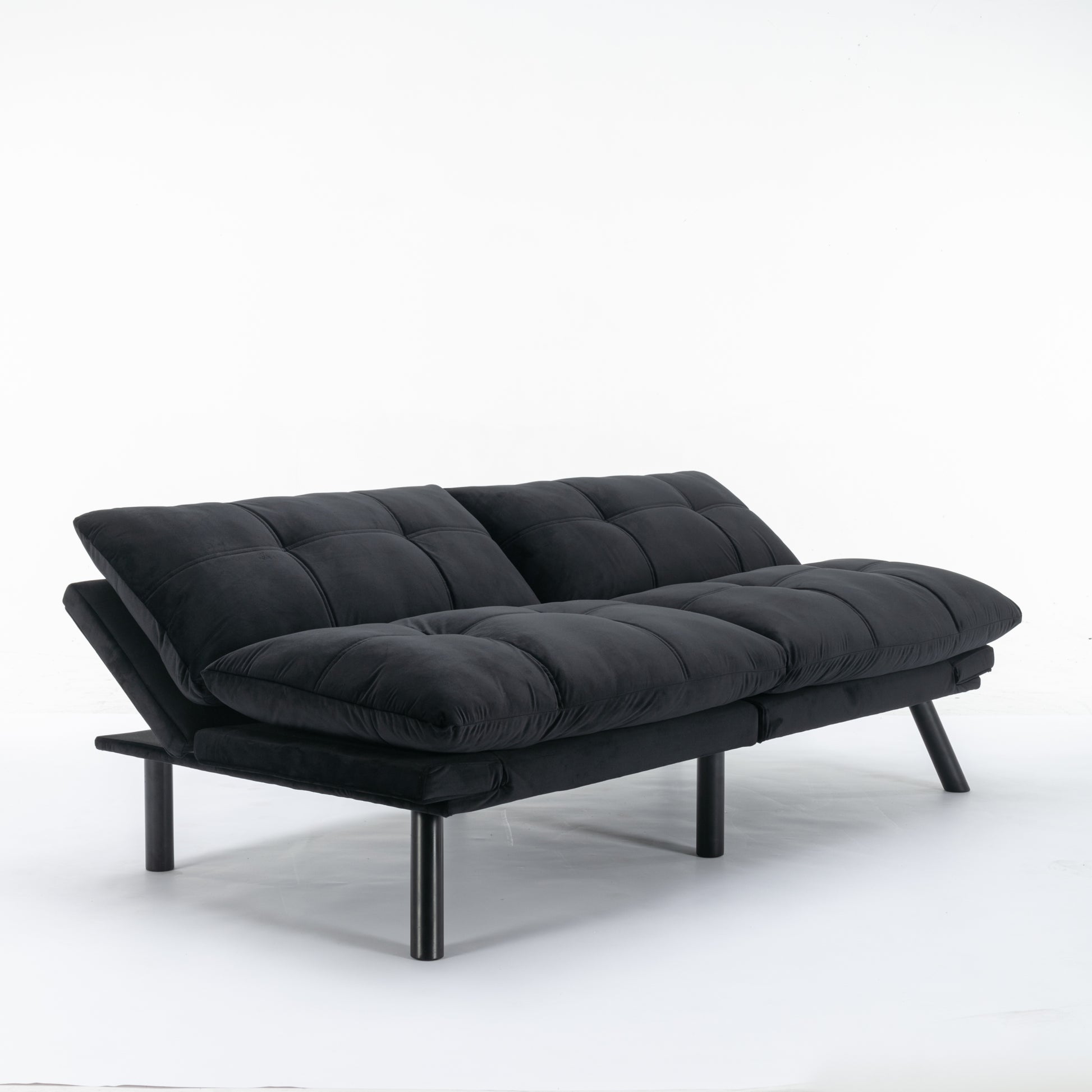 Black Convertible Folding Modern Sofa Bed Twin Black White Primary Living Space Modern Pine Foam Upholstered