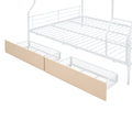 Full Xl Over Queen Metal Bunk Bed With 2 Drawers, White White Iron