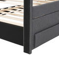 Twin Size Upholstered Platform Bed With Trundle And 3 Drawers, Linen Fabric, Gray Gray Linen