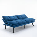 Navy Blue Convertible Folding Modern Sofa Bed White Wood Primary Living Space Light Duty Pine 2 Seat Navy Blue Velvet Medium Firm Pillow Back Modern Pillow Top Arms Foam Upholstered