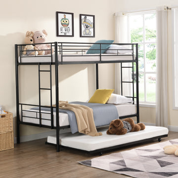 Metal Bunk Bed With Trundle Black Black Metal