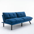 Navy Blue Convertible Folding Modern Sofa Bed White Wood Primary Living Space Light Duty Pine 2 Seat Navy Blue Velvet Medium Firm Pillow Back Modern Pillow Top Arms Foam Upholstered