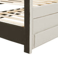 Twin Size Upholstered Platform Bed With Trundle And 3 Drawers, Linen Fabric, Beige Beige Linen