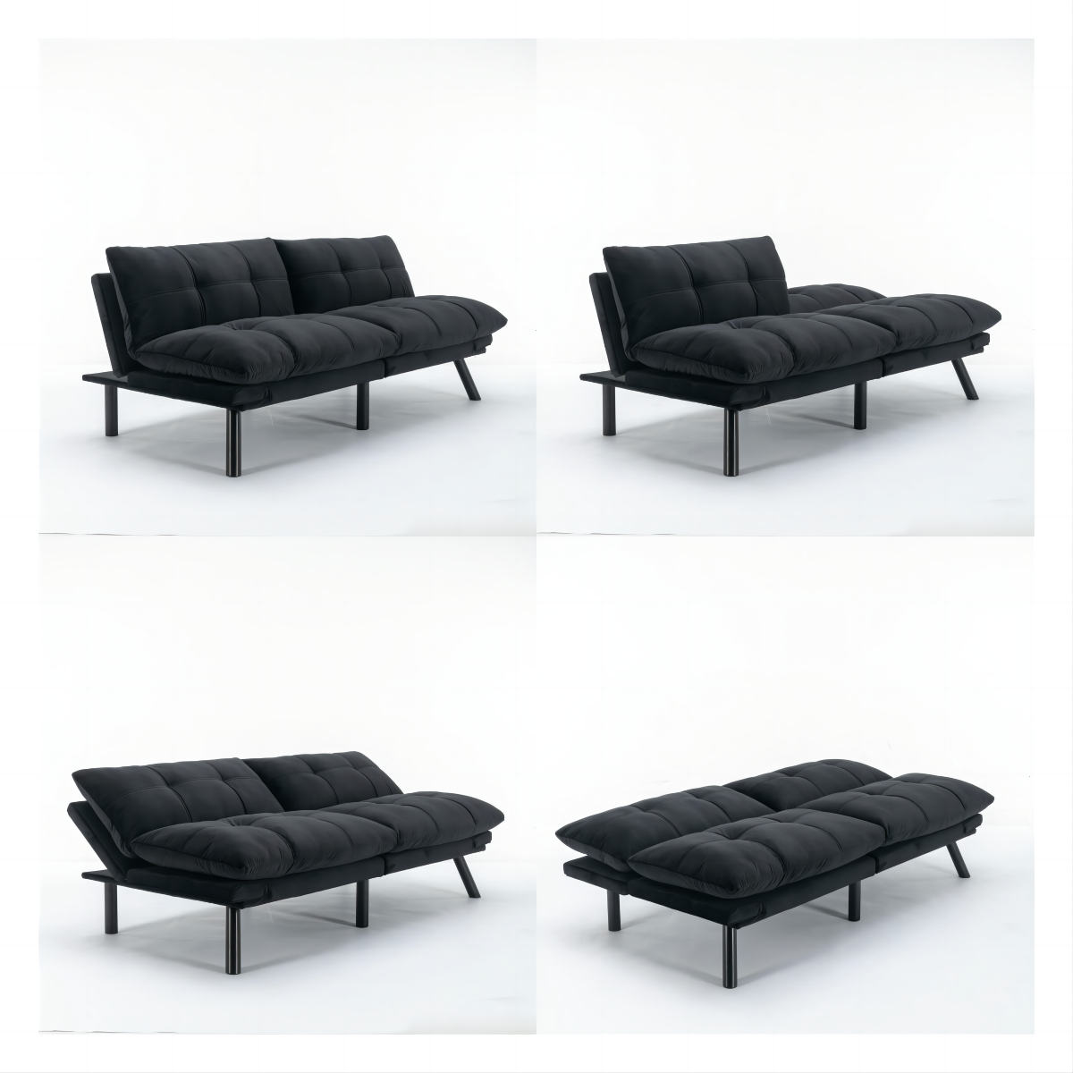 Black Convertible Folding Modern Sofa Bed Twin Black White Primary Living Space Modern Pine Foam Upholstered