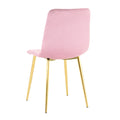 Modern Simple Light Luxury Dining Pink Chair Home Bedroom Stool Back Dressing Chair Student Desk Chair Gold Metal Legs Set Of 4 Pink Metal