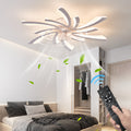 30.7In Ceiling Fan With Lights, Remote Control 3 Color Temperatures,6 Gear Wind Speed Fan Light White Modern Acrylic