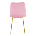 Modern Simple Light Luxury Dining Pink Chair Home Bedroom Stool Back Dressing Chair Student Desk Chair Gold Metal Legs Set Of 4 Pink Metal