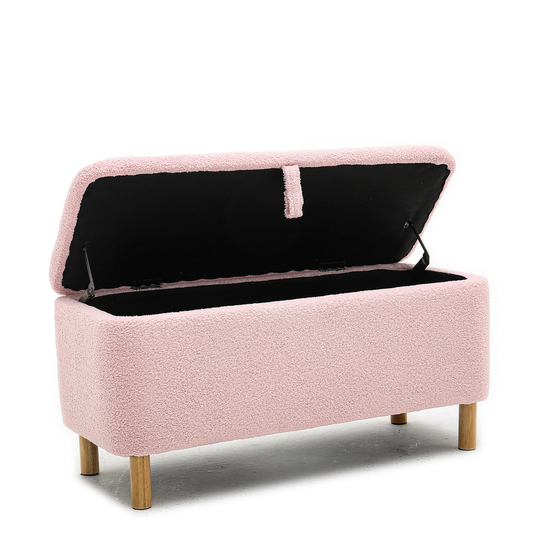 Basics Upholstered Storage Ottoman And Entryway Bench Pink Pink Boucle