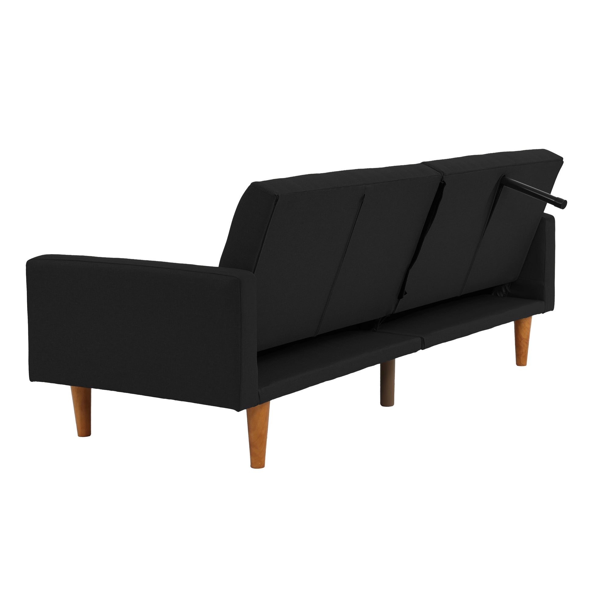 Adjustable Sofa In Black Faux Leather Black Fabric