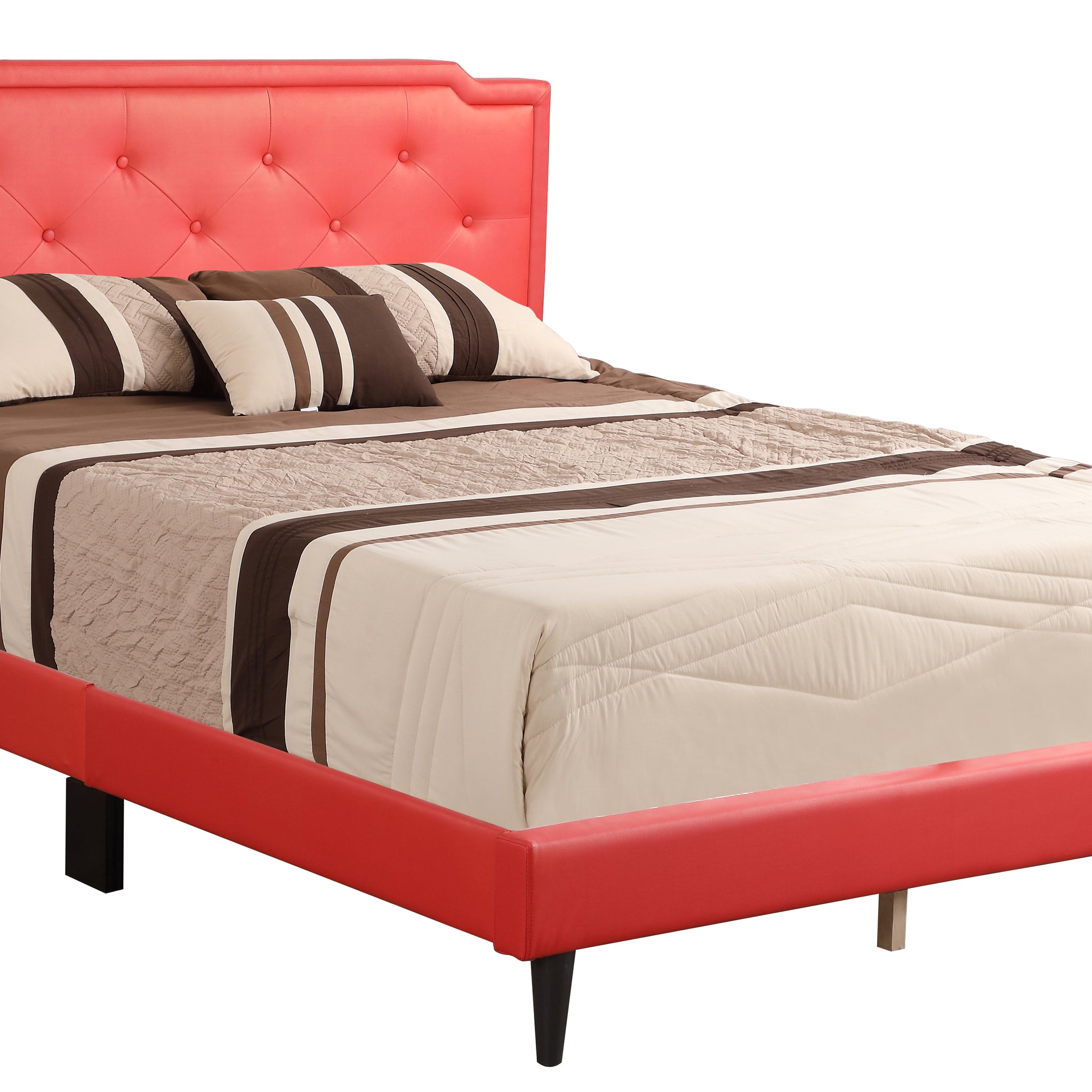 Charming Red Casual Full Bed Red Foam Pu