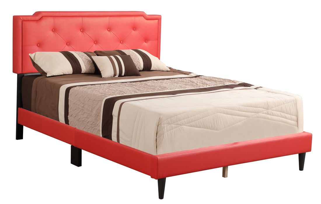 Charming Red Casual Full Bed Red Foam Pu