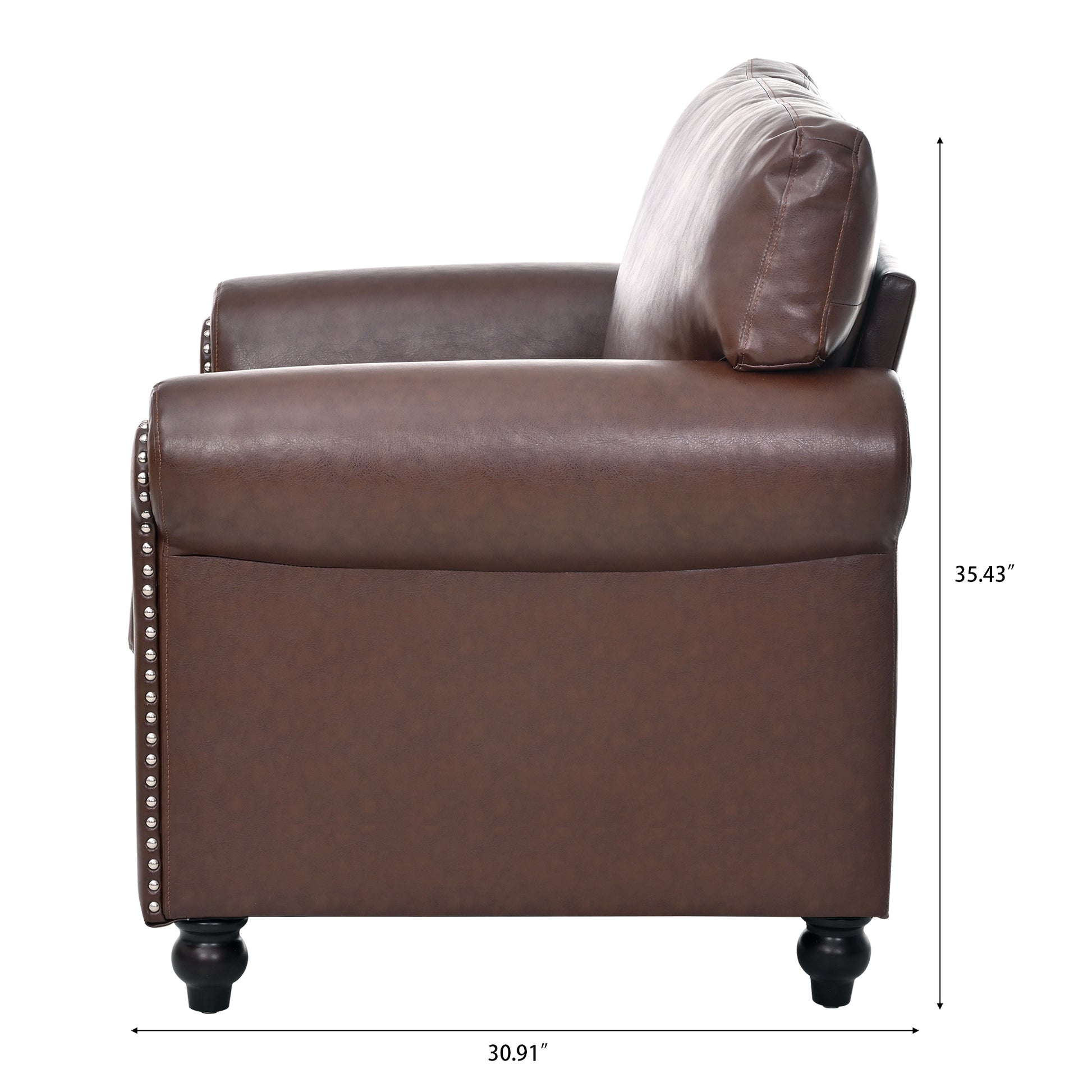 1 Seater Sofa. Brown Pu Foam Fabric