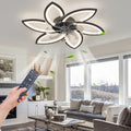 30.7In Ceiling Fan With Lights, Remote Control 3 Color Temperatures,6 Gear Wind Speed Fan Light Black Modern Acrylic