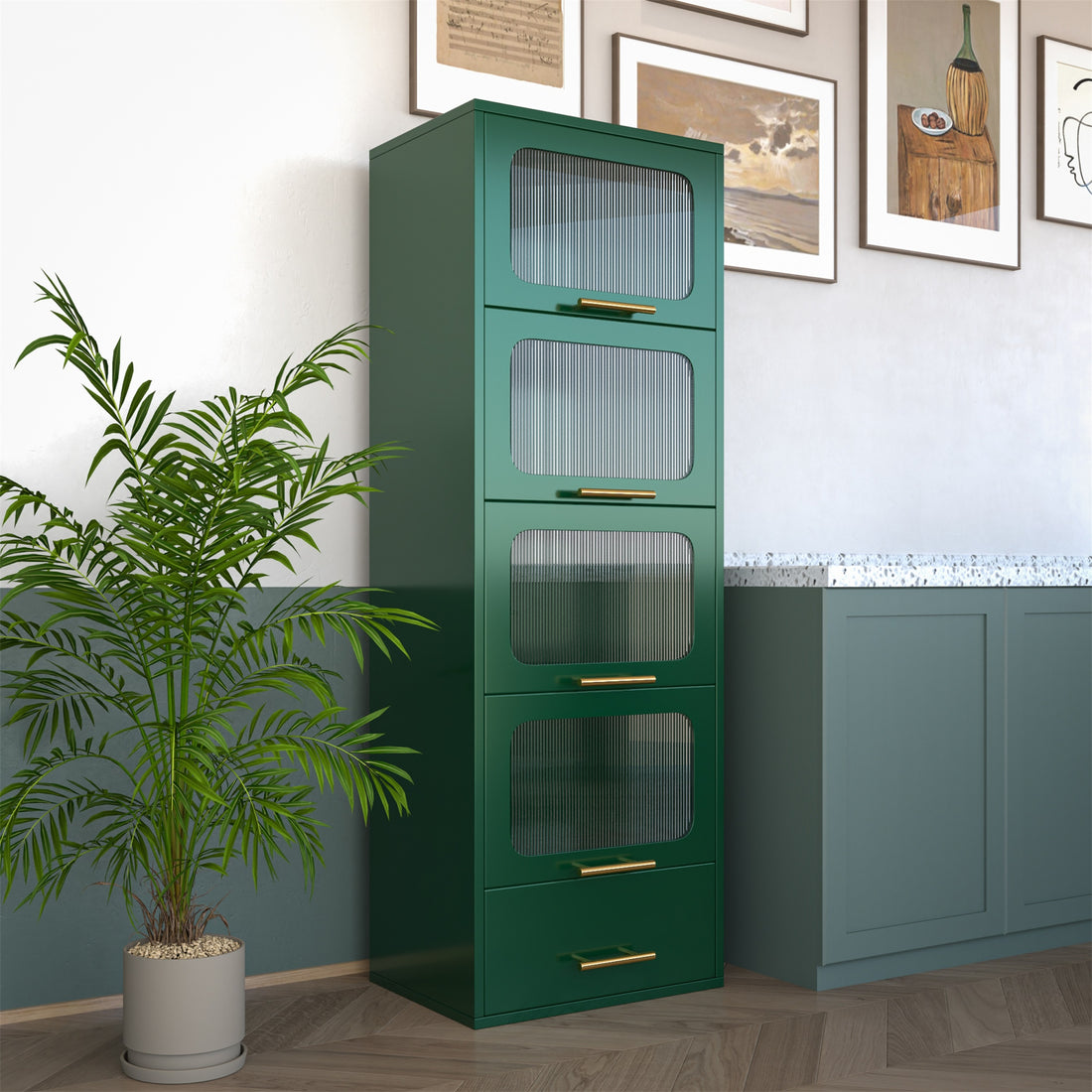 Green Metal Storage Cabinet - Green Metal