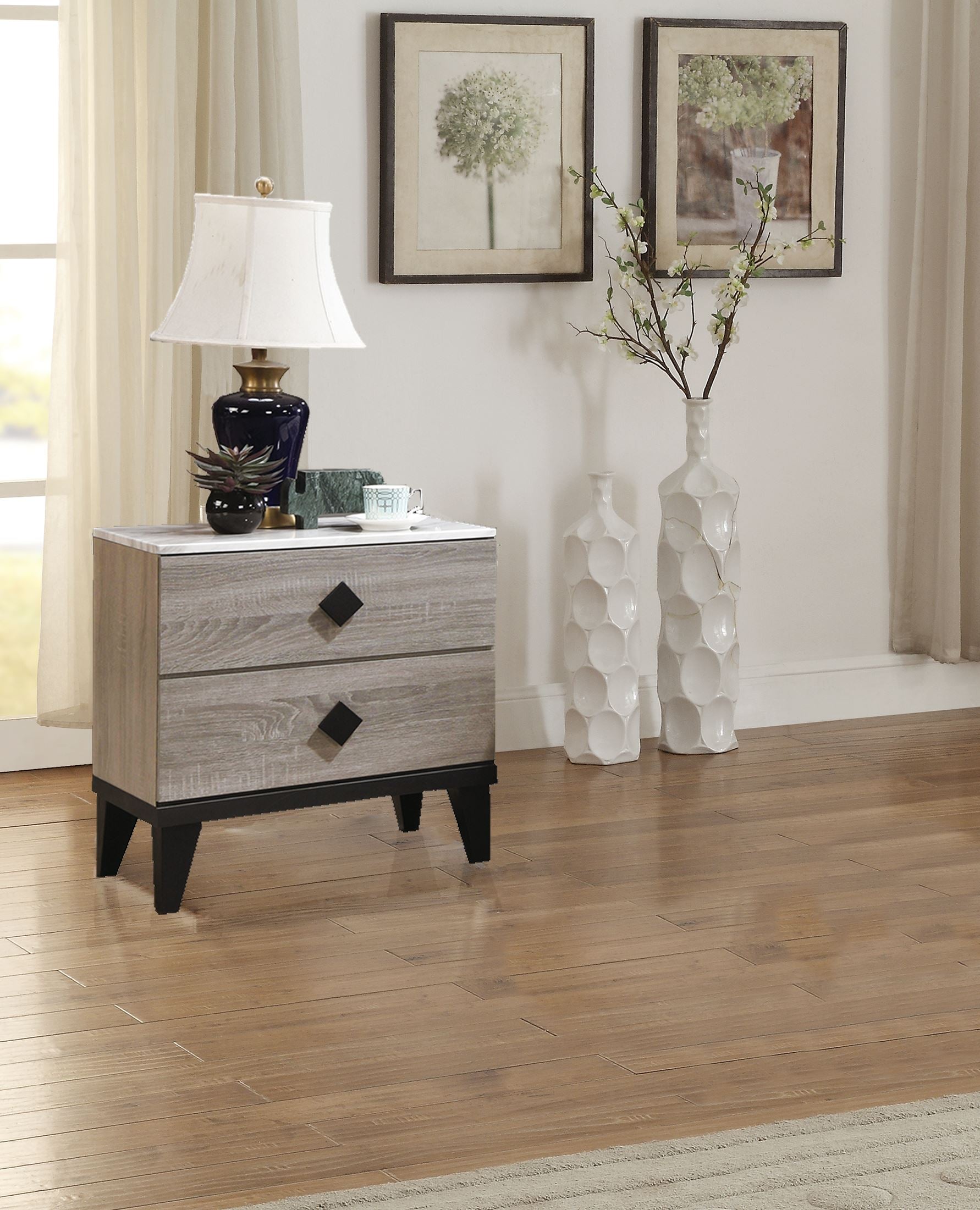 Nightstand In Cream Oak Rustic Accents Light Brown Wood