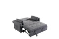 2 Seaters Slepper Sofa Bed.Dark Grey Linen Fabric 3 In 1 Convertible Sleeper Loveseat With Side Pocket. Dark Grey Linen