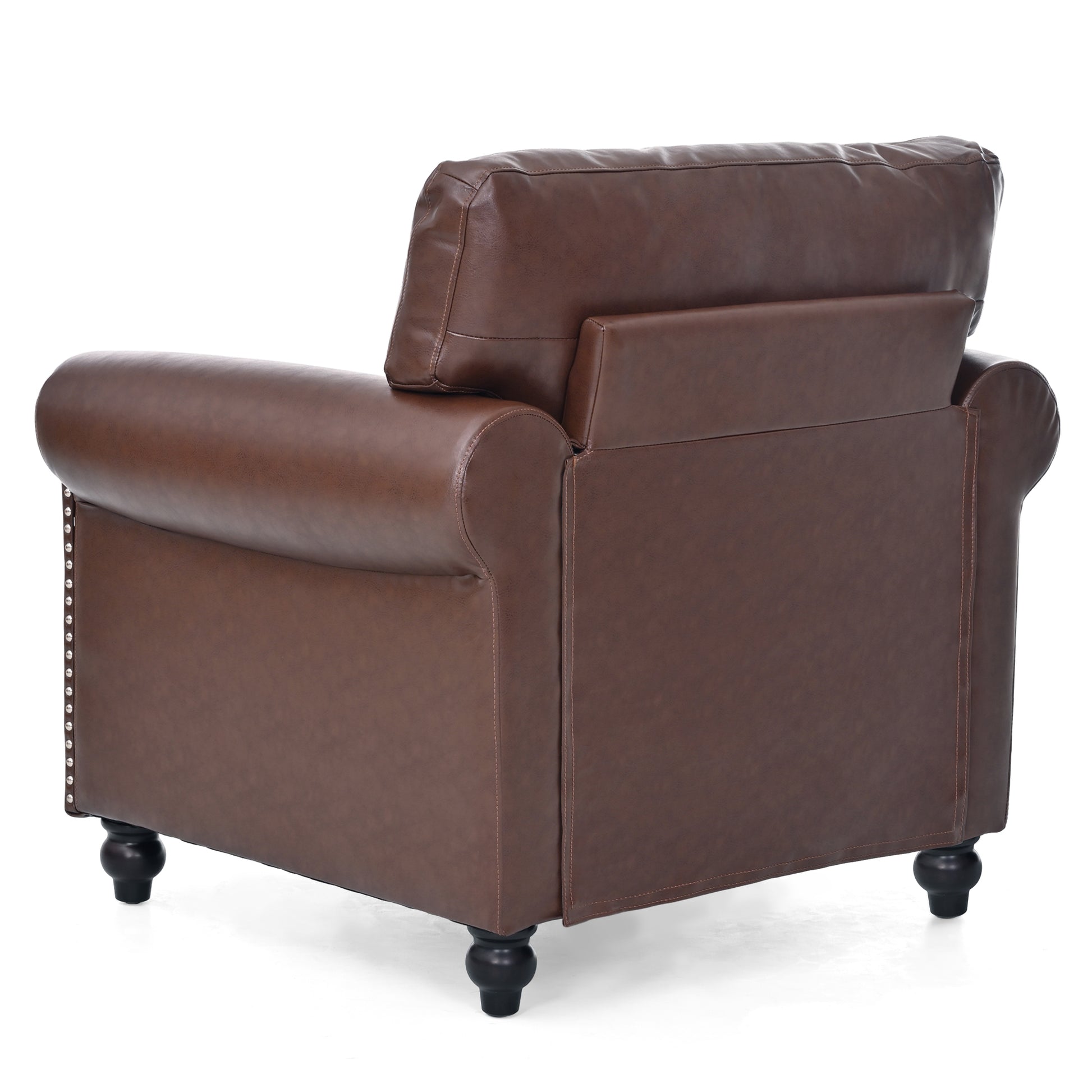 1 Seater Sofa. Brown Pu Foam Fabric