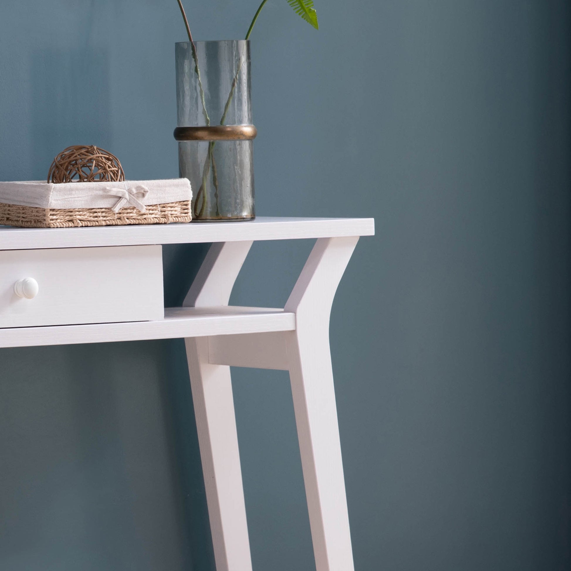 Modern Console With One Drawer White White Particle Board