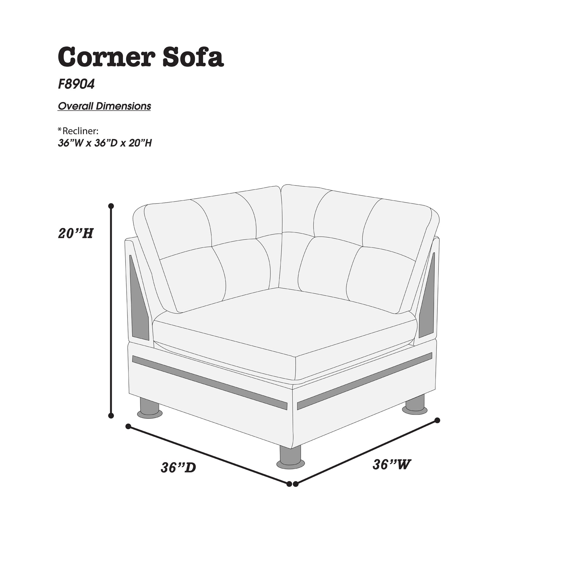 Corner Sofa In Charcoal Gray Fabric