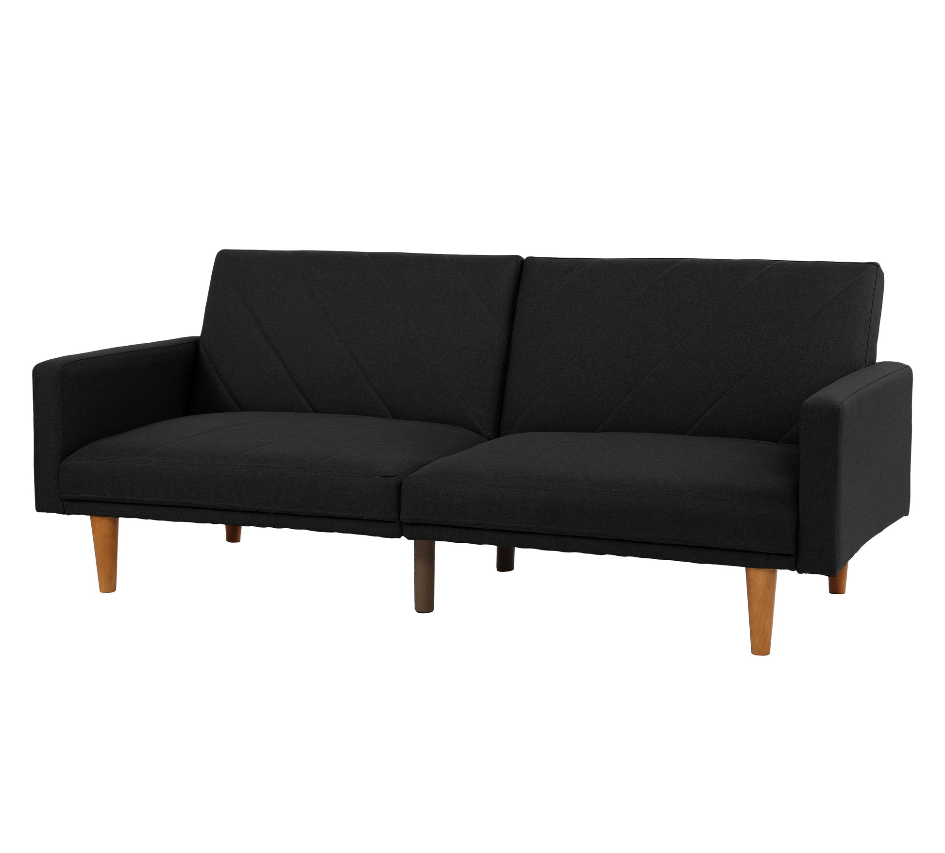 Adjustable Sofa In Black Faux Leather Black Fabric