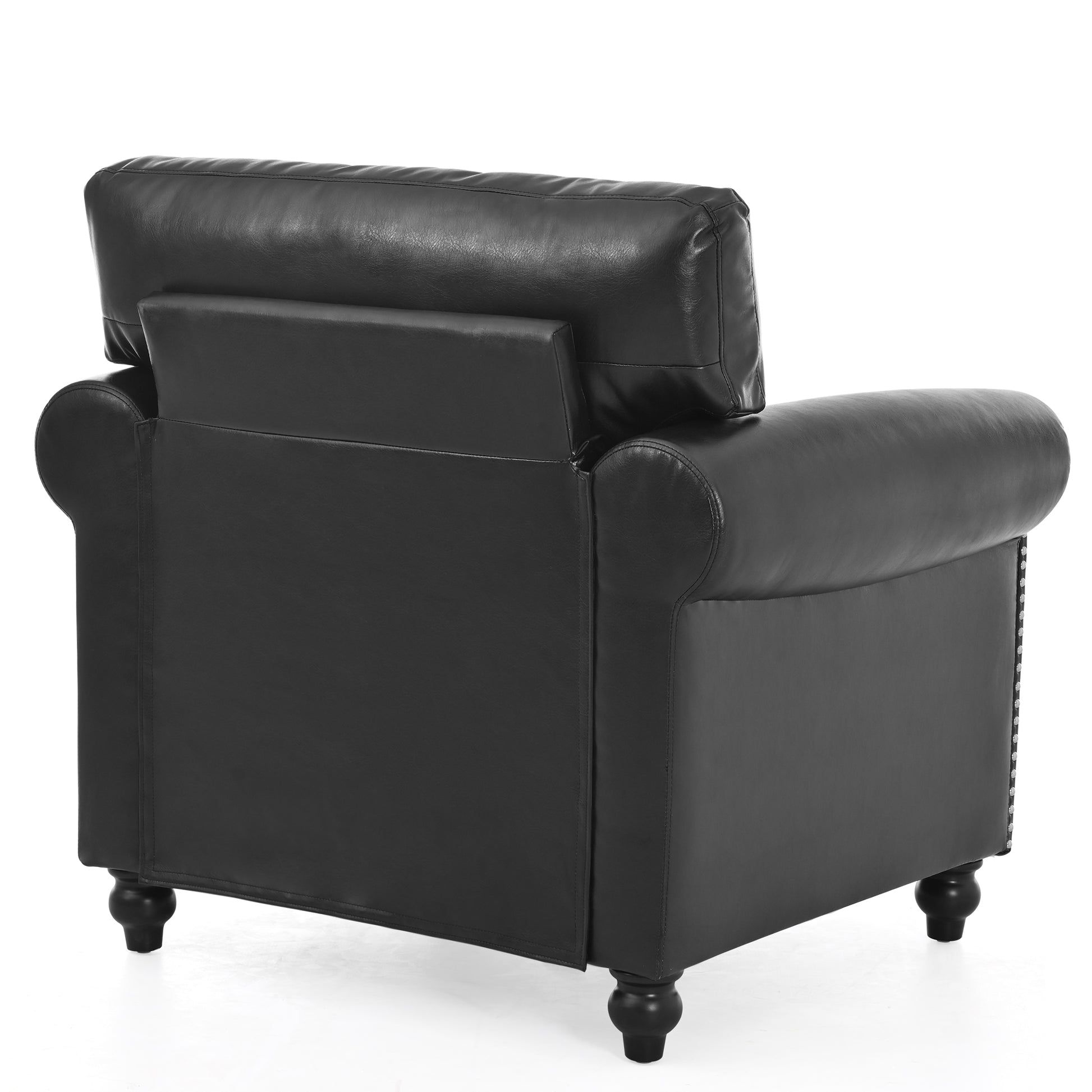 1 Seater Sofa. Black Pu Foam Fabric