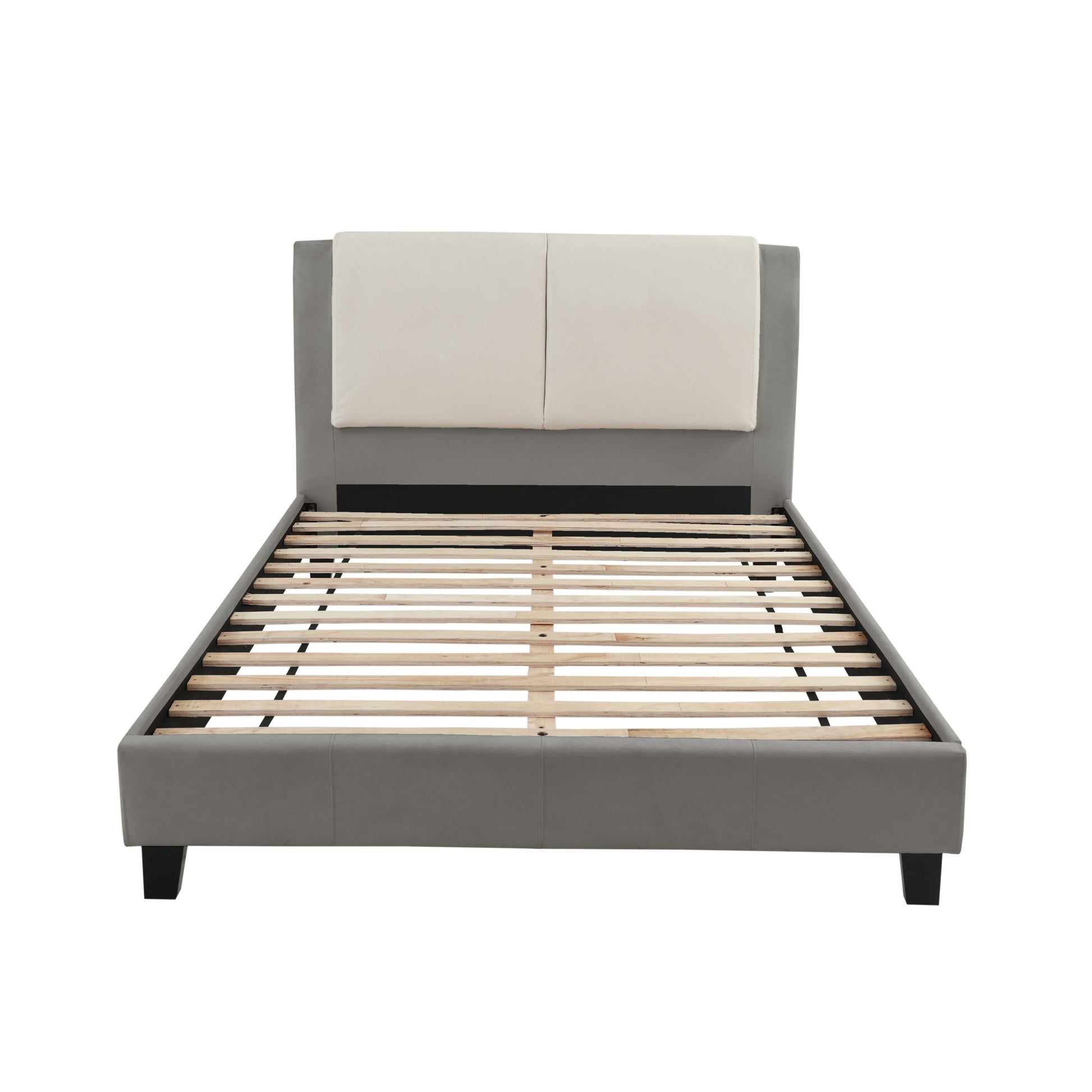 Eastern King Bed In White & Grey White Gray Leather