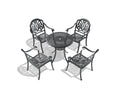 Cushions In Random Colors 5 Piece Set Of Cast Aluminum Patio Furniture With Cushions Yes Dining Set Black Seats 4 Rust Resistant Frame Water Resistant Cushion Garden & Outdoor Complete Patio Sets Aluminium