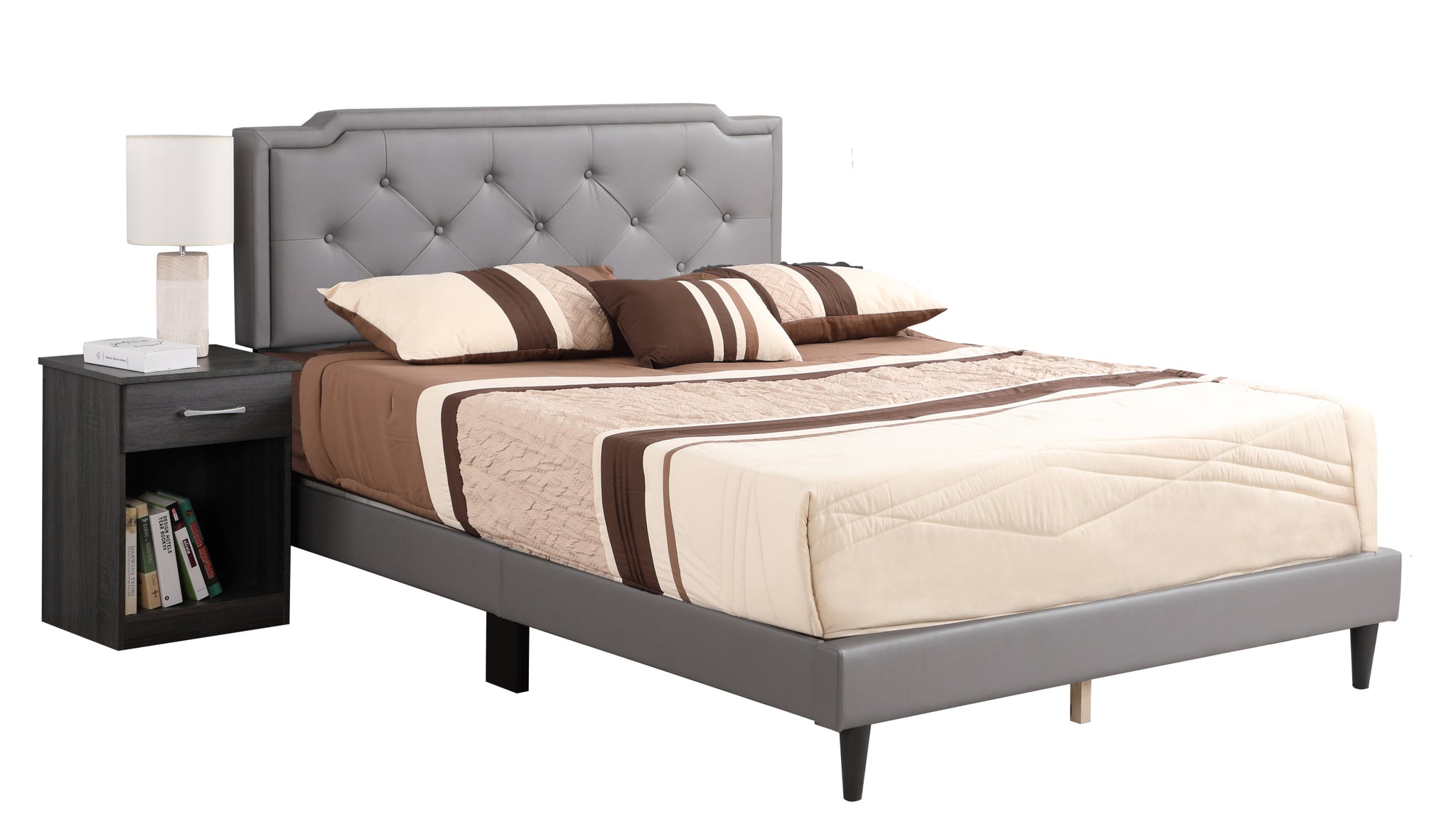 Deb G1112 KB UP King Bed All in One light grey-foam-pu