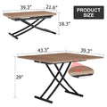 Modern Minimalist Multifunctional Lifting Table, With A 0.8 Inch Wood Grain Process Sticker Desktop And Black Metal Legs, Can Be Used As A Dressing Table, Coffee Table, Dining Table, And Office Table Natural Wood Wash Metal