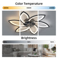 30.7In Ceiling Fan With Lights, Remote Control 3 Color Temperatures,6 Gear Wind Speed Fan Light Black Modern Acrylic