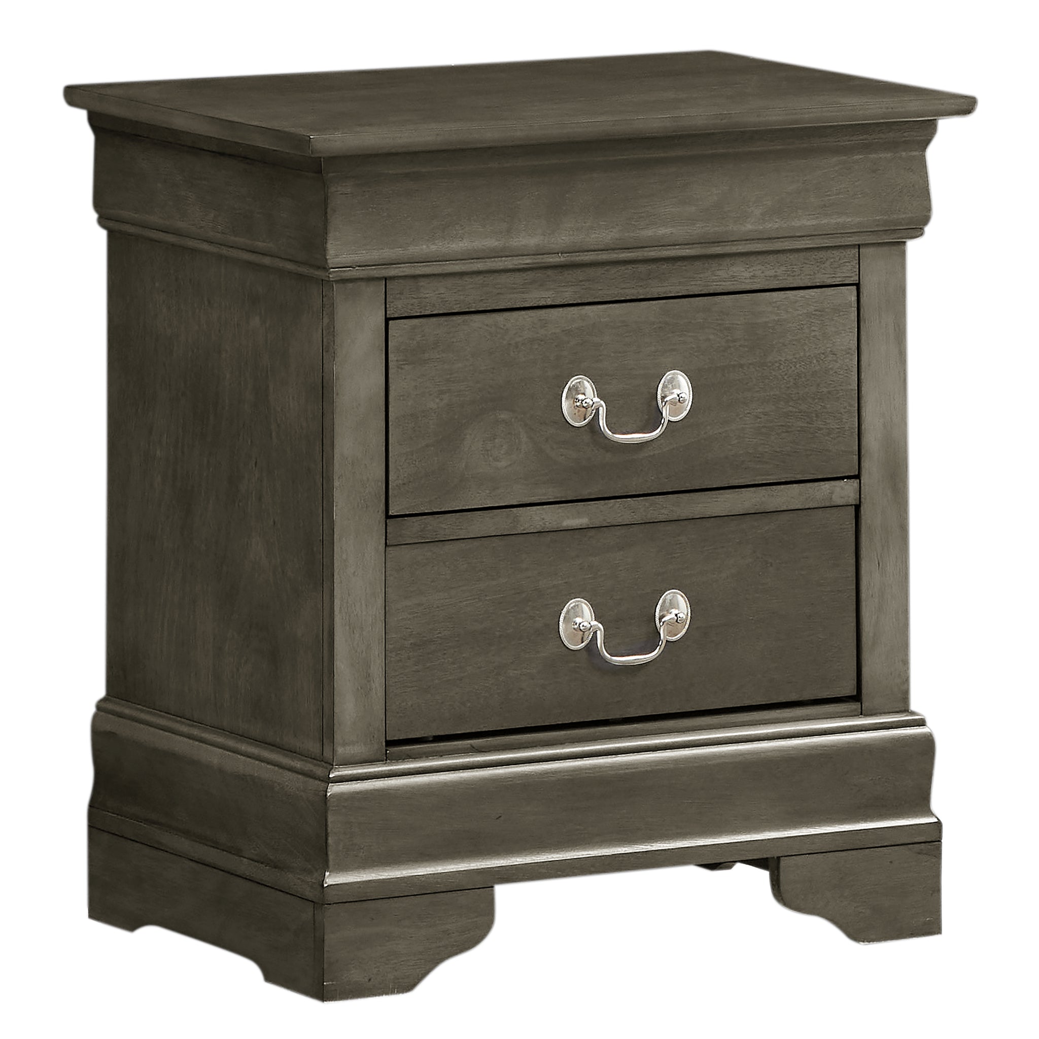 Elegant Gray Traditional Nightstand Gray Particle Board