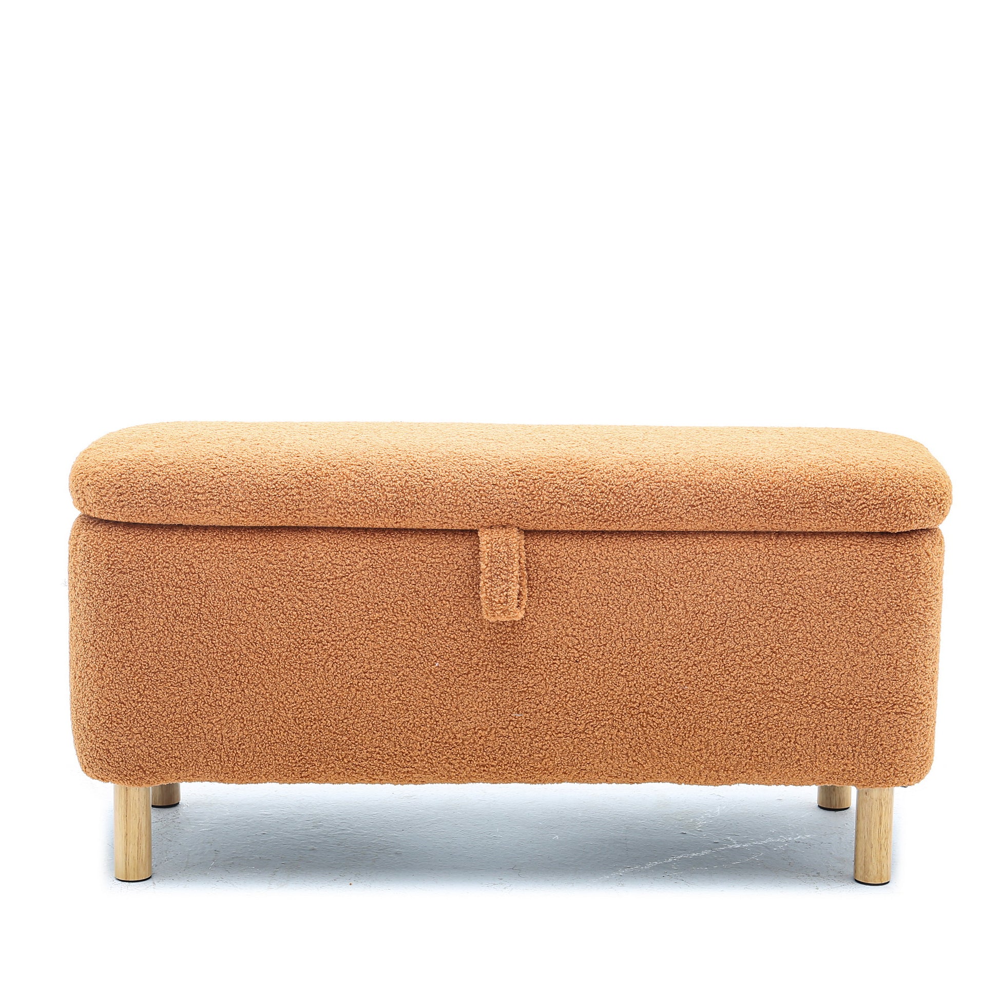 Basics Upholstered Storage Ottoman And Entryway Bench Orange Orange Boucle