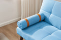 Convertible Sofa Bed Futon With Solid Wood Legs Linen Fabric Blue Blue Fabric