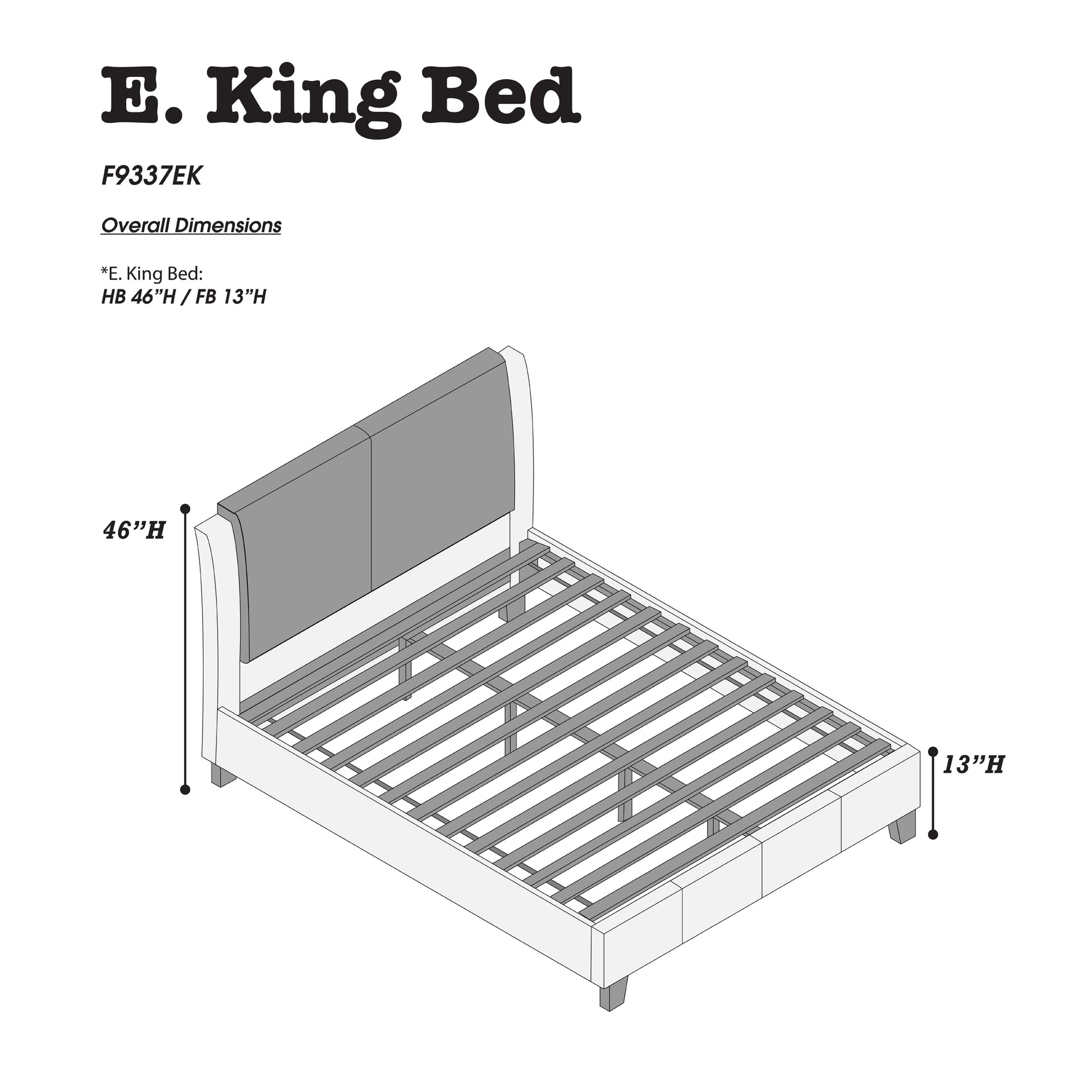 Eastern King Bed In White & Grey White Gray Leather