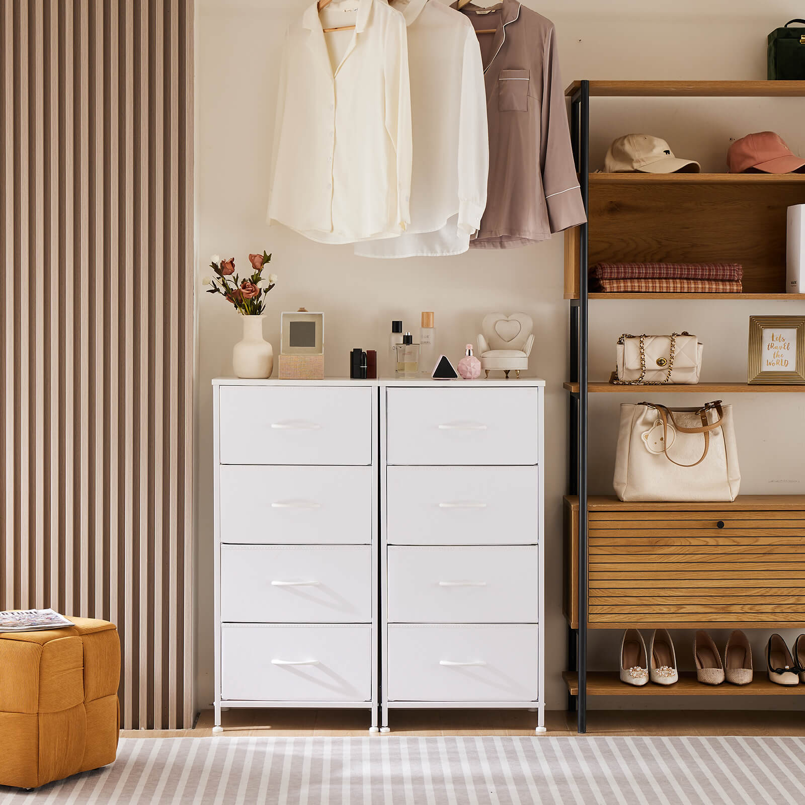 Drawers Dresser Chest Of Drawers,Metal Frame And Wood Top,4Bc White Wood