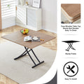 Modern Minimalist Multifunctional Lifting Table, With A 0.8 Inch Wood Grain Process Sticker Desktop And Black Metal Legs, Can Be Used As A Dressing Table, Coffee Table, Dining Table, And Office Table Natural Wood Wash Metal