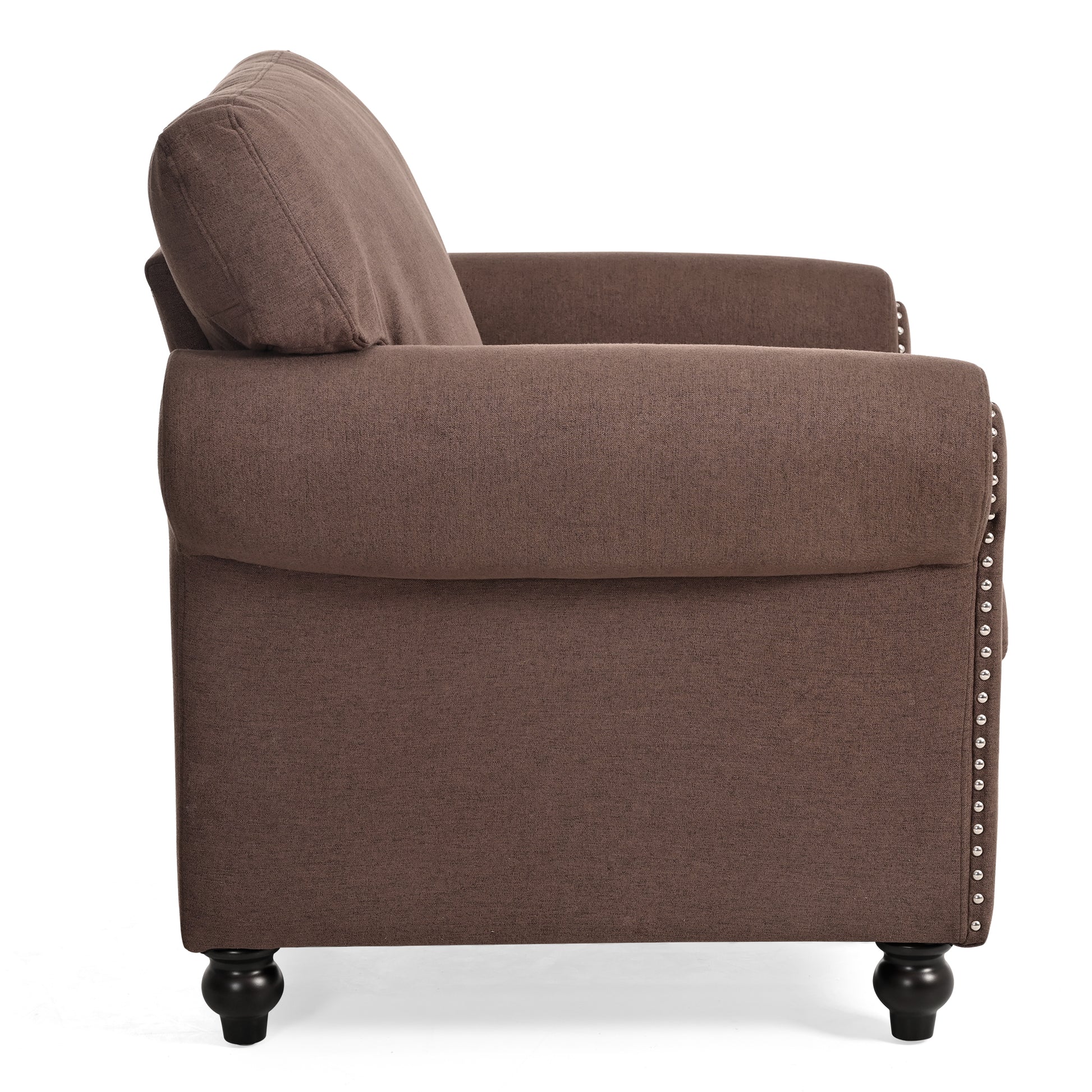 1 Seater Sofa. Brown Foam Fabric