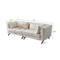 Living Room Sofa Couch With Metal Legs Ivory Fabric Ivory Fabric