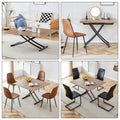 Modern Minimalist Multifunctional Lifting Table, 0.8 Inch Wood Grain Craft Sticker Desktop, Black Metal Legs. Paired With 4 Faux Leather Upholstered Dining Chairs With Black Metal Legs Lt 10055 C 001 Natural Wood Wash Metal