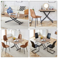 Modern Minimalist Multifunctional Lifting Table, 0.8 Inch Wood Grain Craft Sticker Desktop, Black Metal Legs. 4 Faux Leather Upholstered Dining Chairs With Black Metal Legs. Lt 10055 B0501 Natural