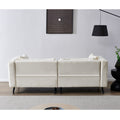 Living Room Sofa Couch With Metal Legs Ivory Fabric Ivory Fabric