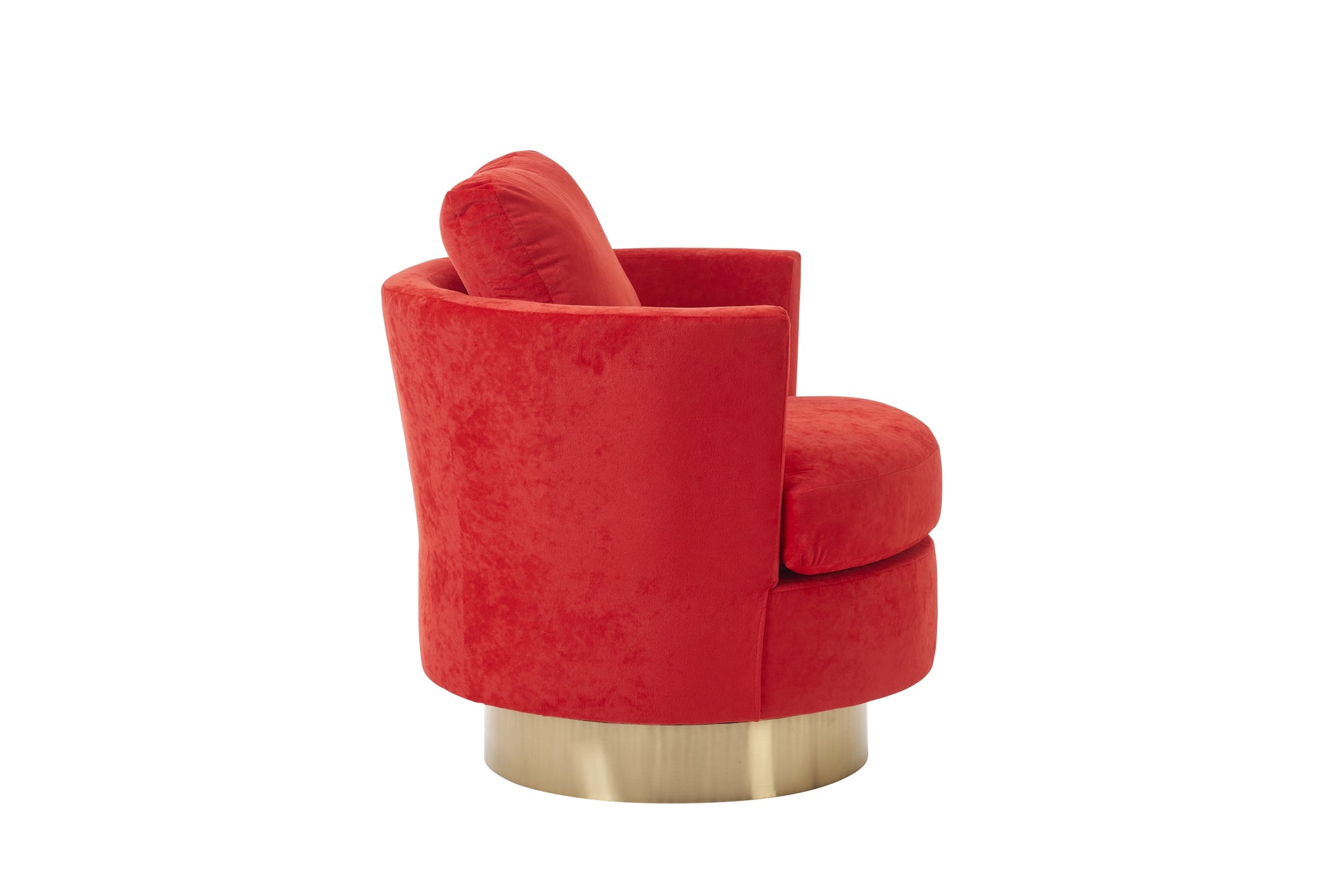 Velvet Swivel Barrel Chair, Swivel Accent Chairs Armchair For Living Room, Reading Chairs For Bedroom Comfy, Round Barrel Chairs With Gold Stainless Steel Base Red Red Primary Living Space Modern Velvet