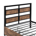 Twin Size Metal Platform Bed With Mdf Headboard And Footboard,Two Storage Drawers And Rotatable Tv Stand,Black Twin Black Metal