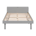 Modern Design Twin Size Platform Bed Frame With Built In Usb Port For Grey Color Grey Particle Board